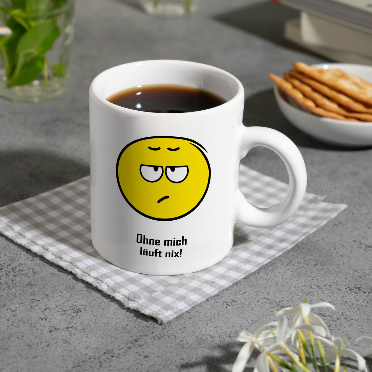 Kaffeebecher mit Spruch: Ohne mich läuft nix!