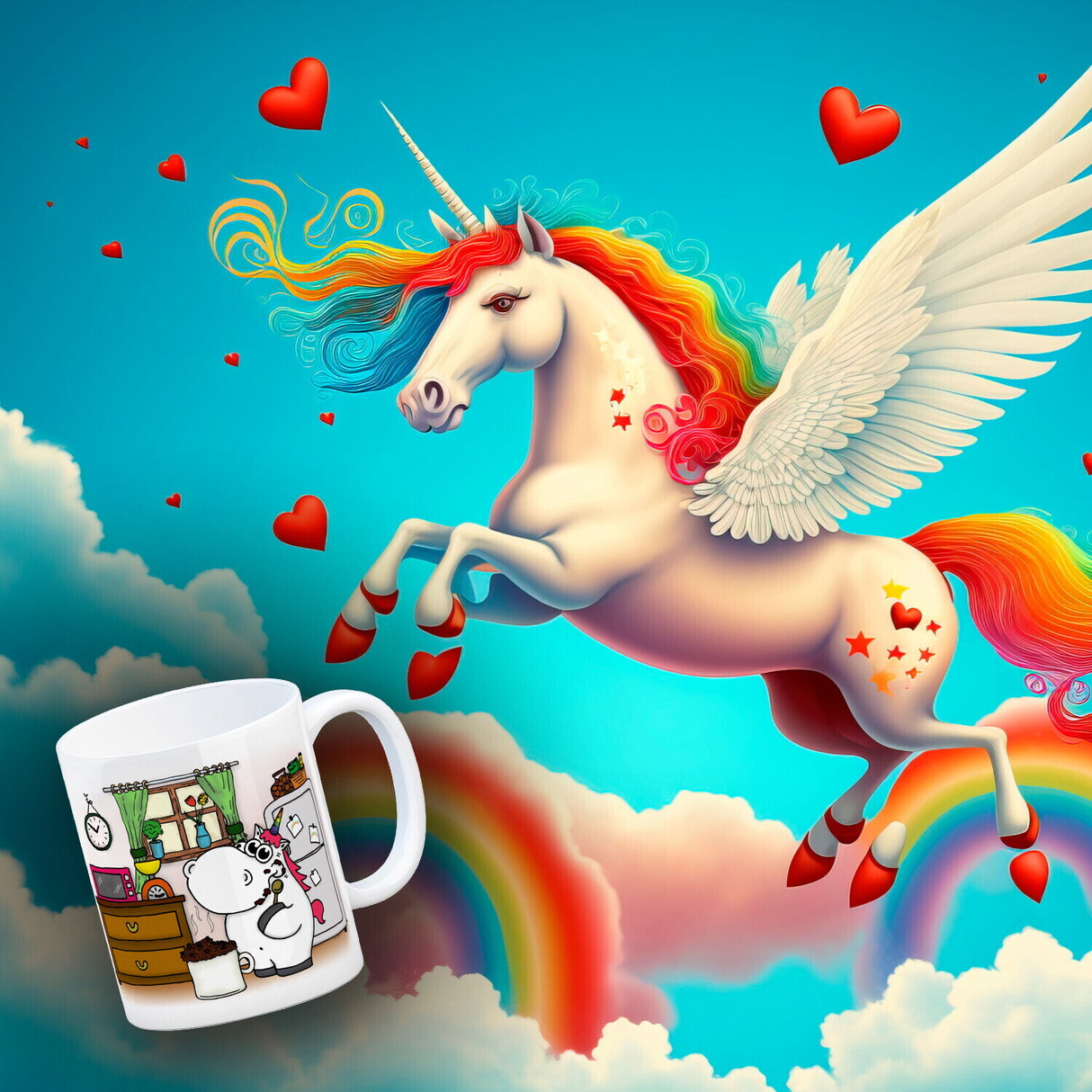 Honeycorns Kaffeebecher mit Einhorn Motiv