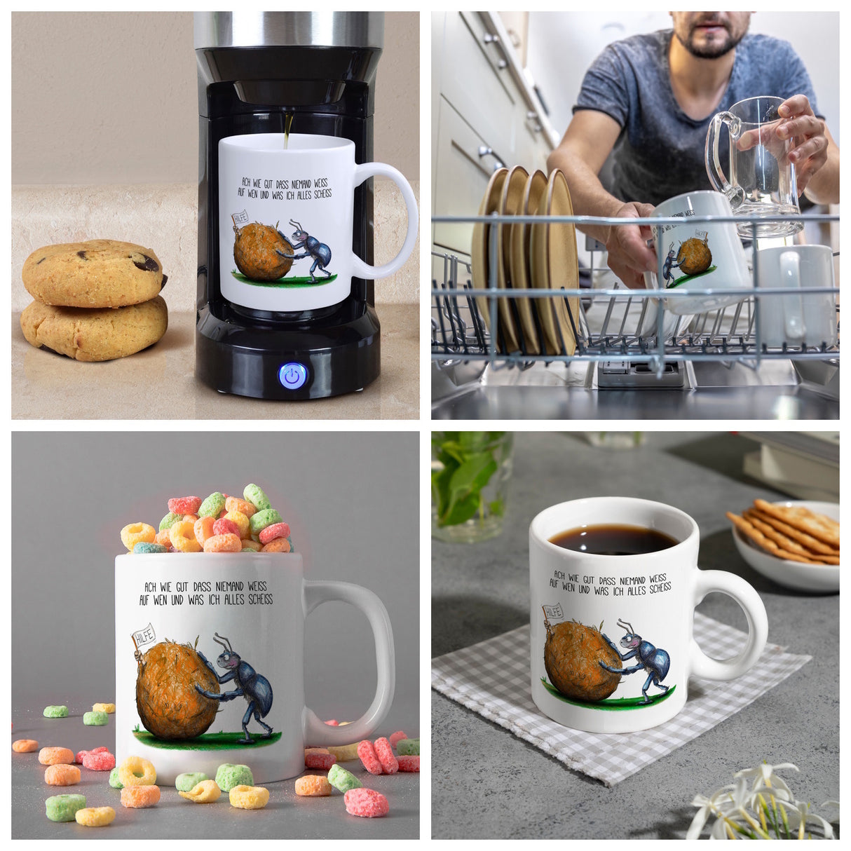 Ach wie gut, dass niemand weiß, auf wen und was ich alles scheiß Kaffeebecher