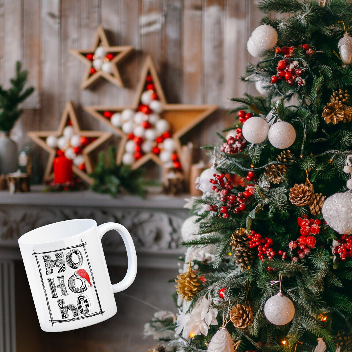 Ho Ho Ho Kaffeebecher mit Weihnachtsmotiv