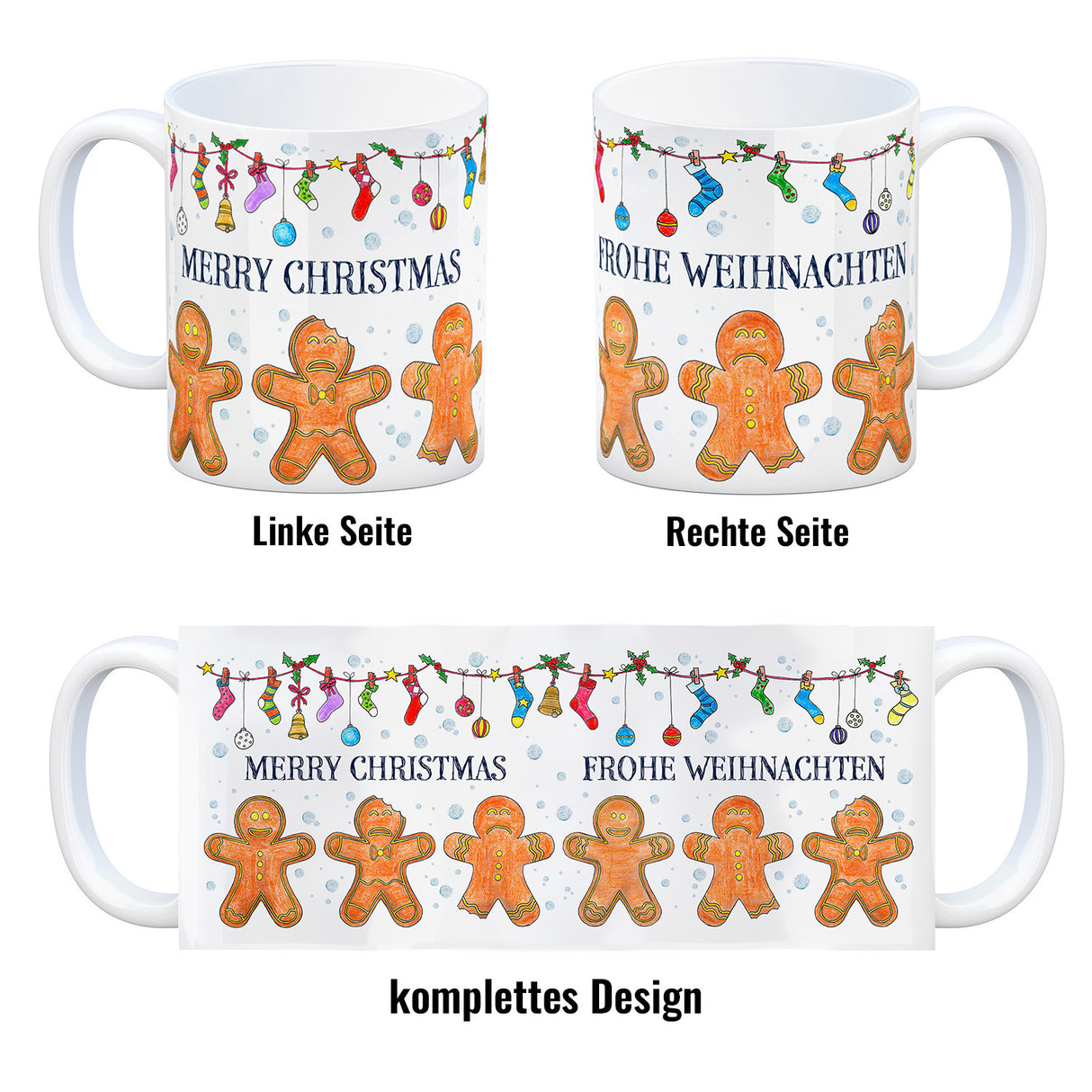 Frohe Weihnachten Lebkuchenmann Kaffeebecher