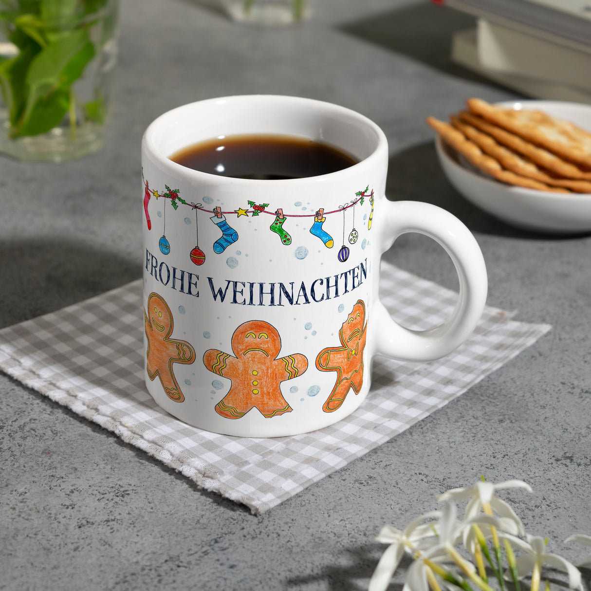 Frohe Weihnachten Lebkuchenmann Kaffeebecher