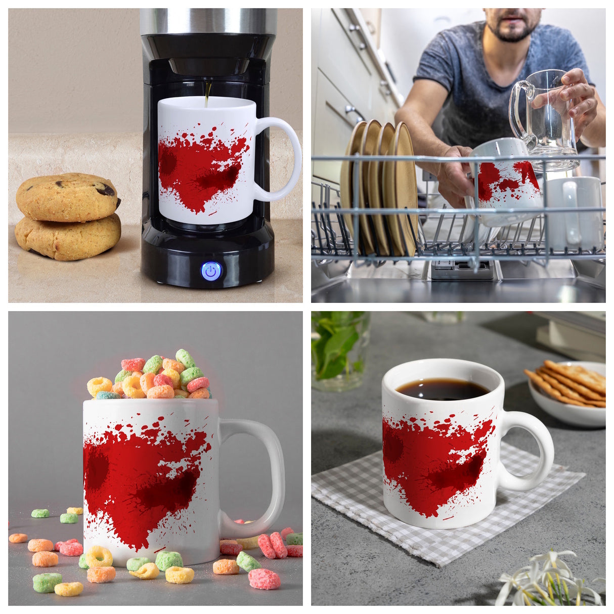 Kaffeebecher mit Blutbad Motiv