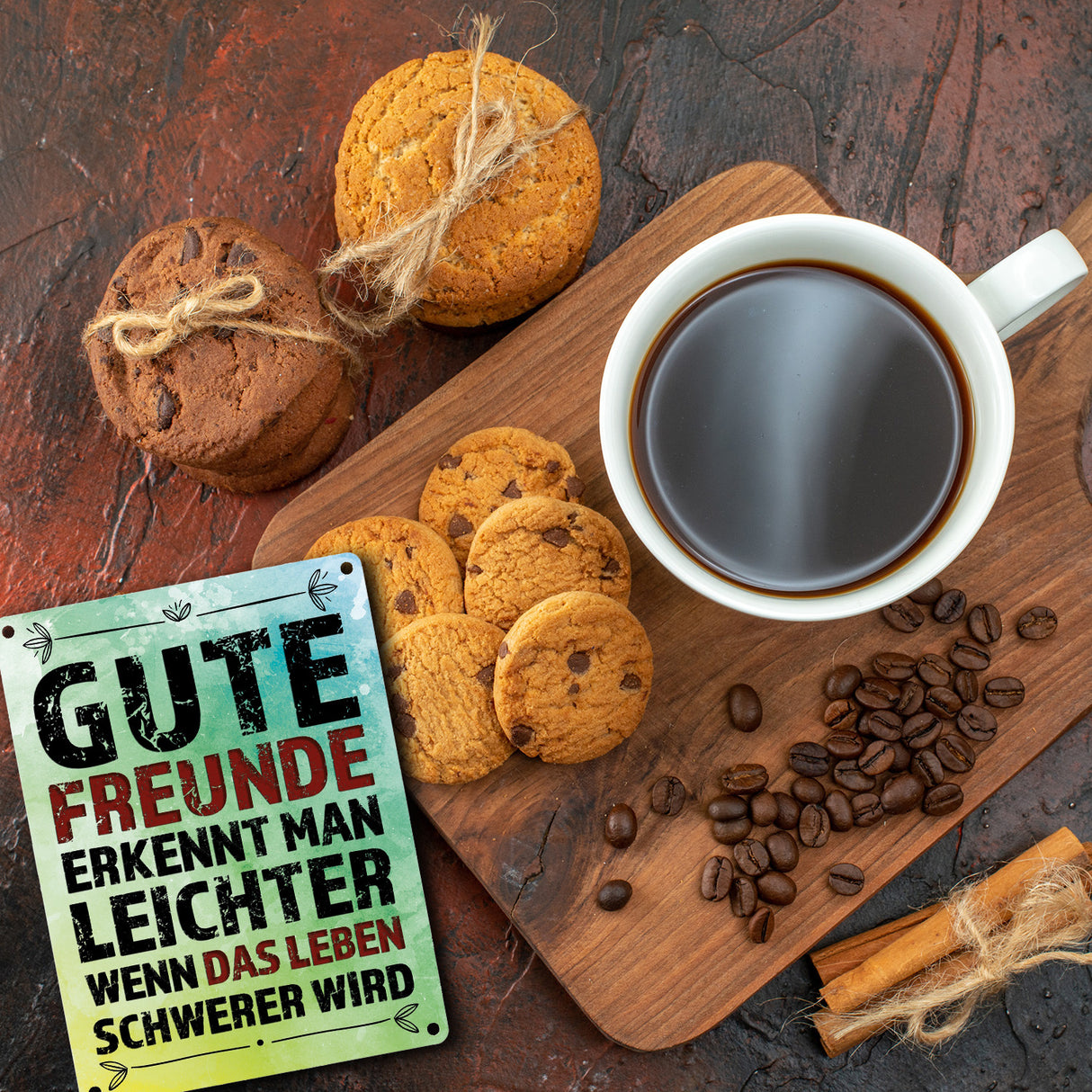 Metallschild mit Spruch: Gute Freunde erkennt man leichter ...