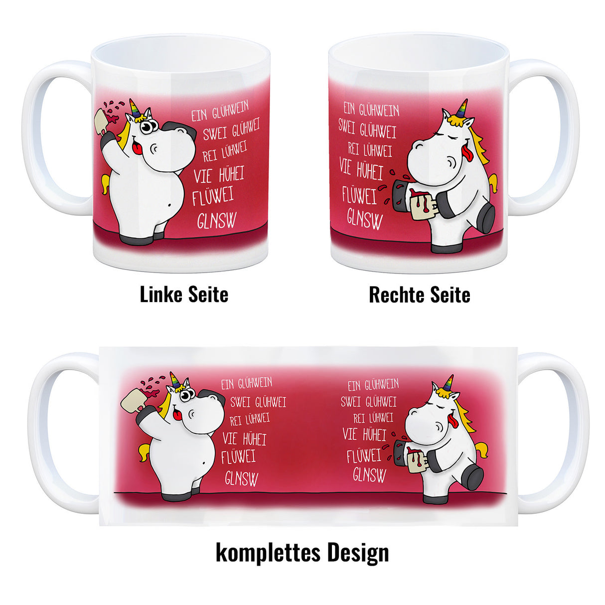 Honeycorns Kaffeebecher mit Einhorn mit Glühwein Motiv