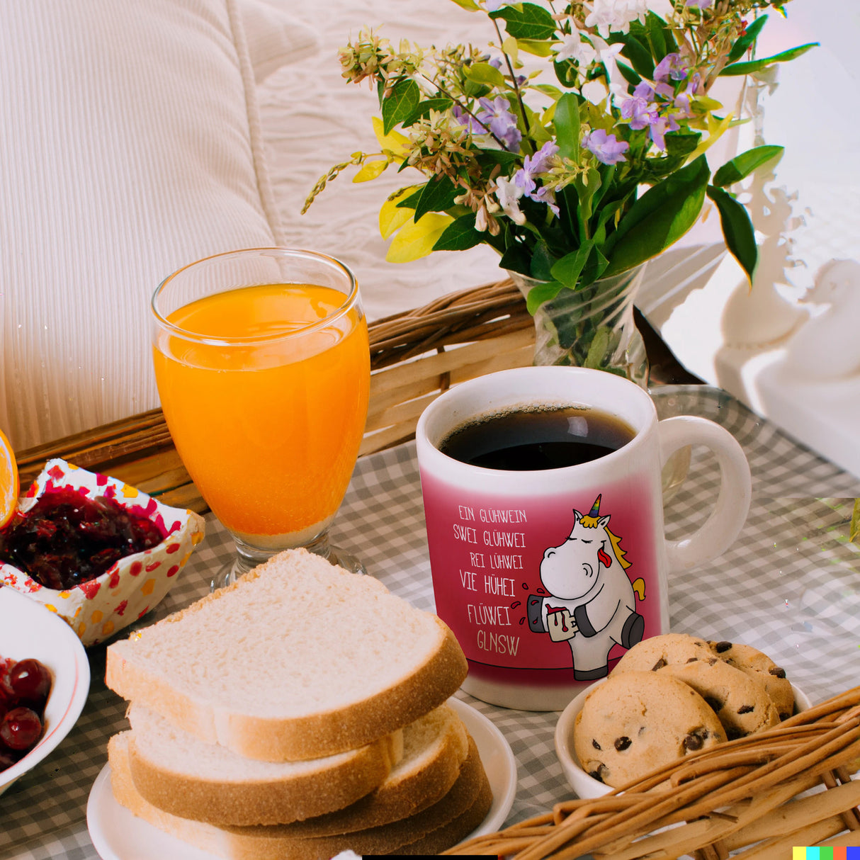 Honeycorns Kaffeebecher mit Einhorn mit Glühwein Motiv