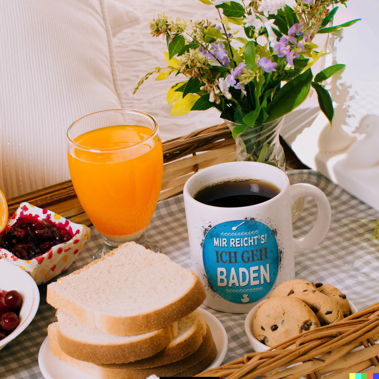 Kaffeebecher mit Spruch: Mir reicht's! Ich geh baden