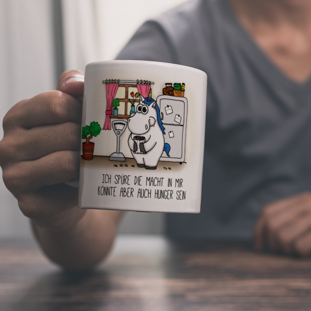 Honeycorns Kaffeebecher mit Einhorn Motiv und Spruch: Ich spüre die Macht in mir. Könnte ...
