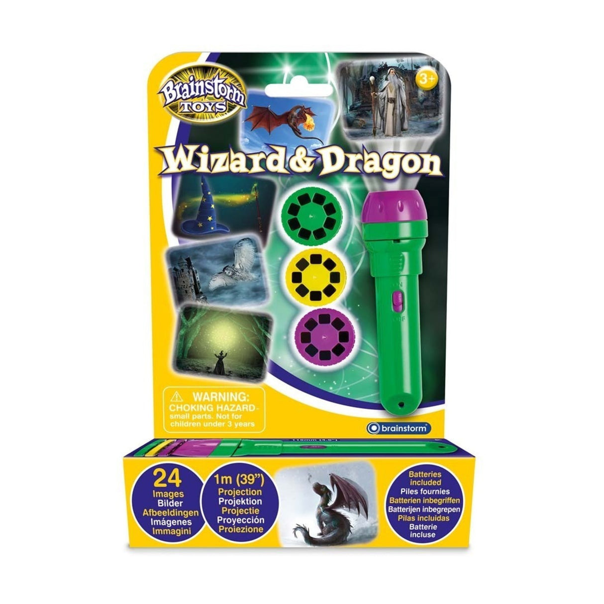 Zauberer und Drachen Taschenlampe mit 3 Projektorscheiben