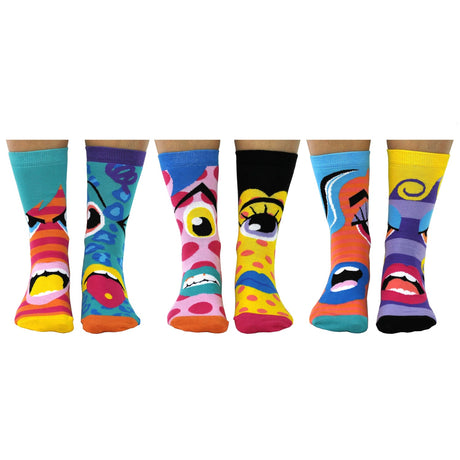 Hot Heads Gesichter Oddsocks Socken in 37-42 im 6er Set