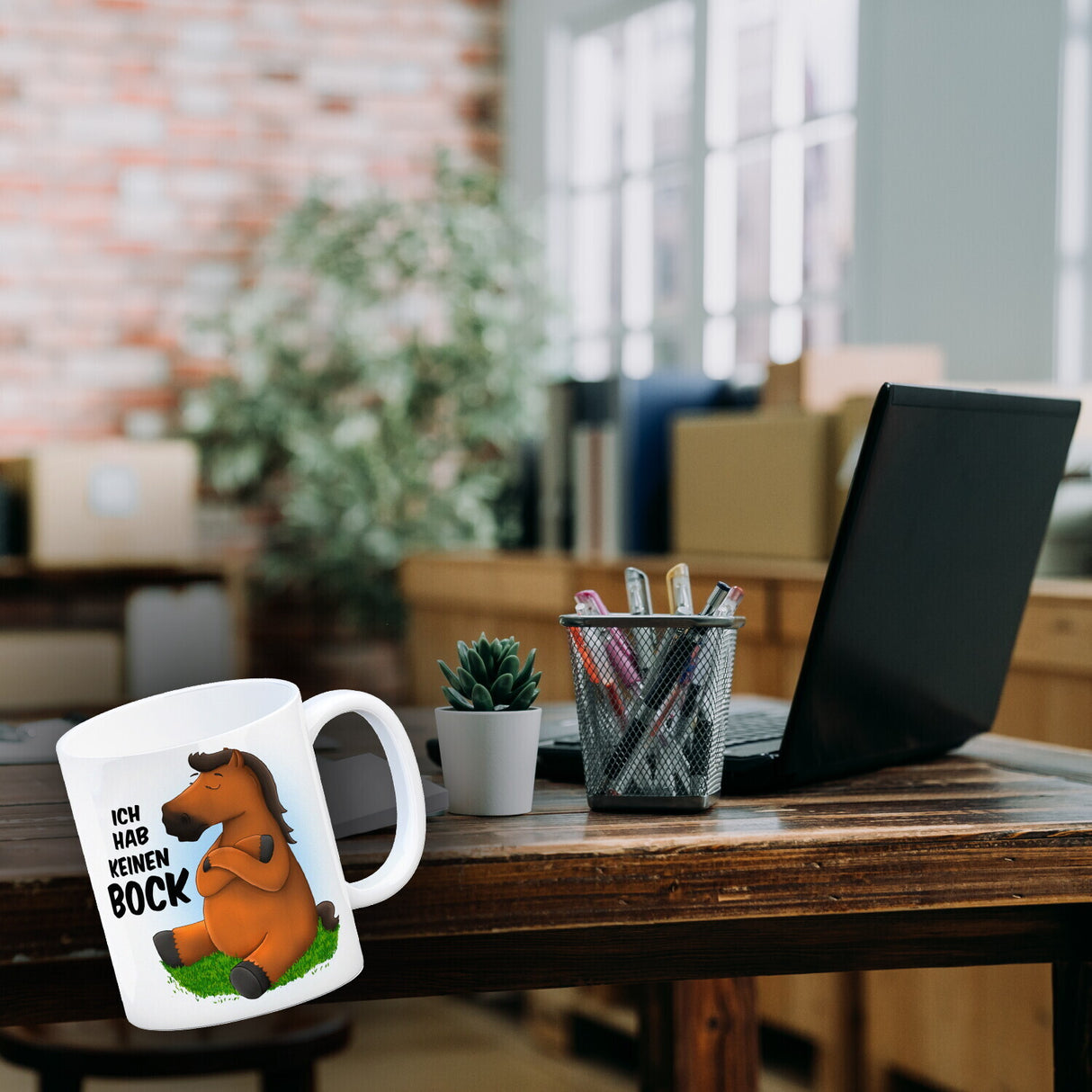 Ich hab keinen Bock Kaffeebecher mit Pferde Motiv