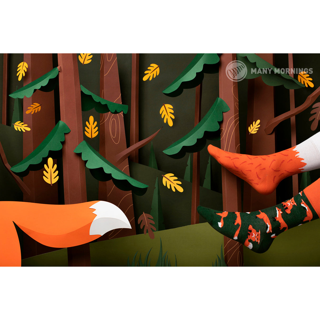 The Red Fox Many Mornings Socken mit Füchsen in 43-46 im Paar