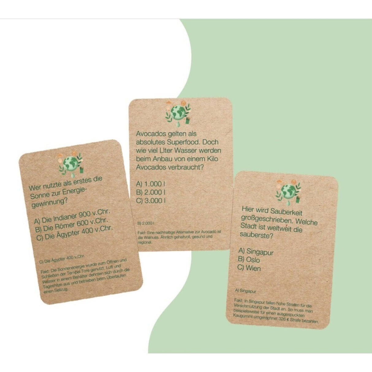 Kein Planet B Quiz mit 100 Karten aus recyceltem Material