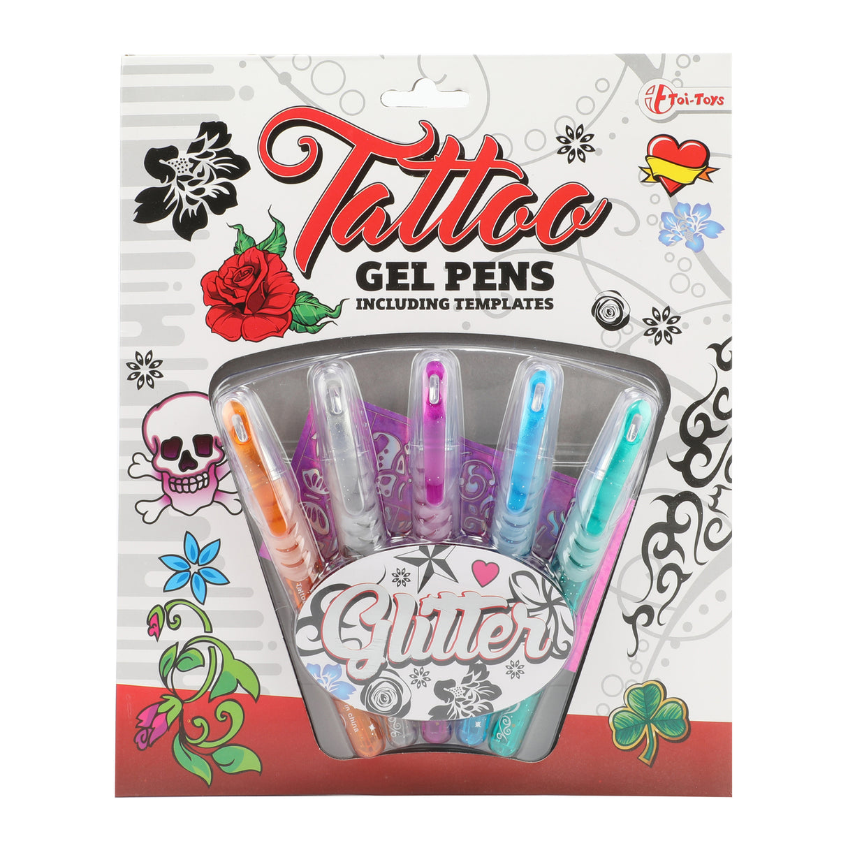 Tattoo Gelstifte im 5er Set mit einem Bogen Schablonen