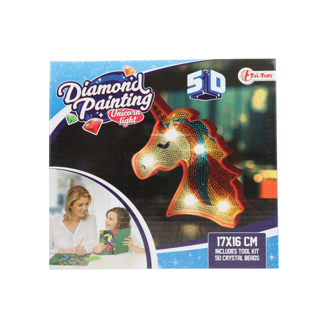 Einhorn Diamant Dekolampe mit Werkzeug und Kunststoff-Edelsteinen