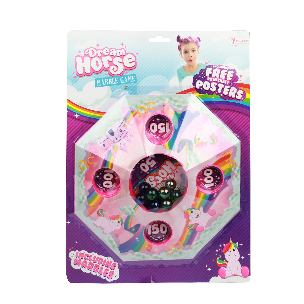 Einhorn Murmelspiel mit 10 Murmeln