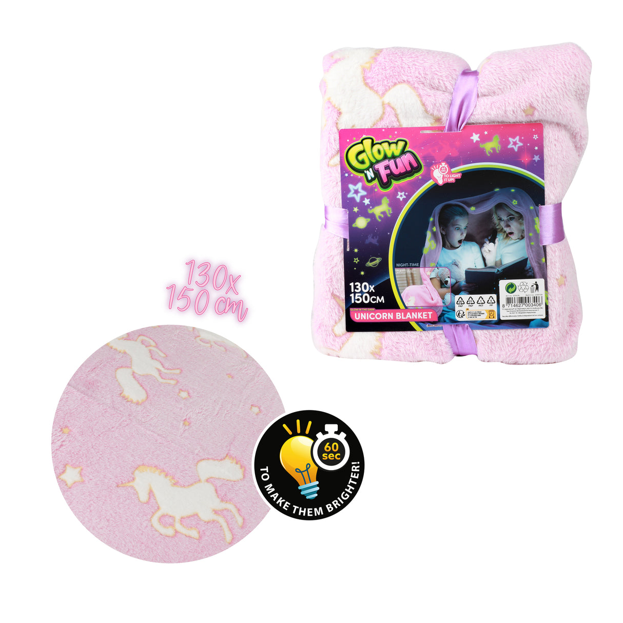 Einhorn Kuscheldecke mit Leuchteffekt