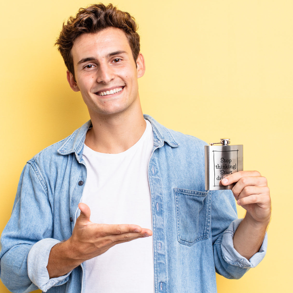 Stop thinking Start drinking Flachmann