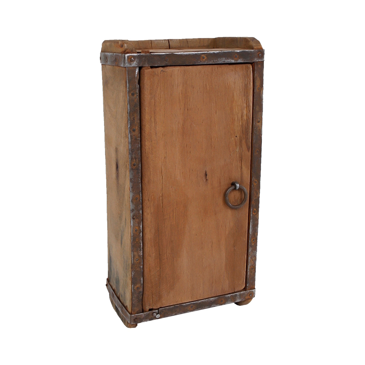 Vintage Schlüsselkasten mit 5 Haken aus Holz