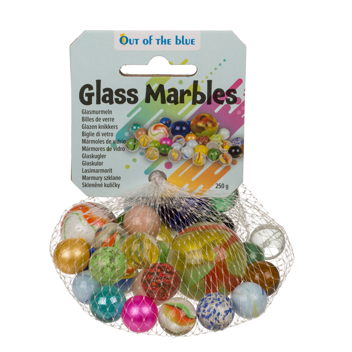 Bunte Murmeln aus Glas in verschiedenen Größen