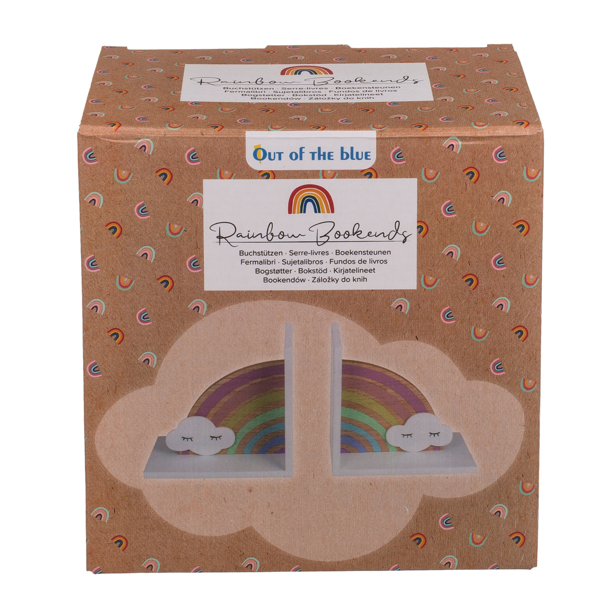 Regenbogen mit Wolke Buchstützen aus Holz im 2er Set