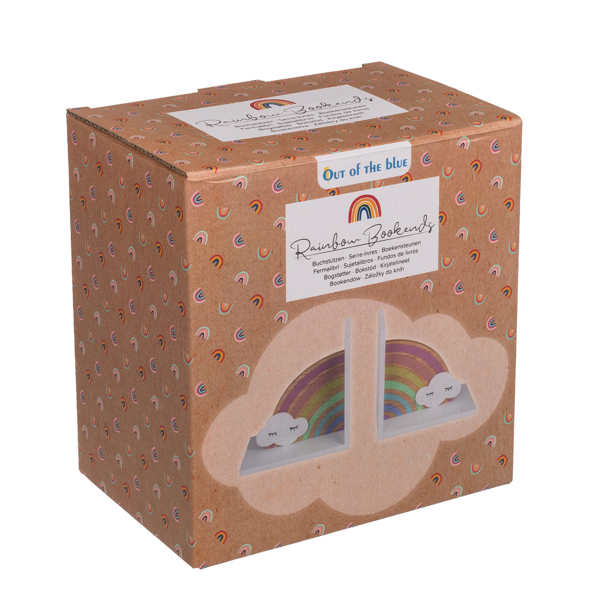 Regenbogen mit Wolke Buchstützen aus Holz im 2er Set