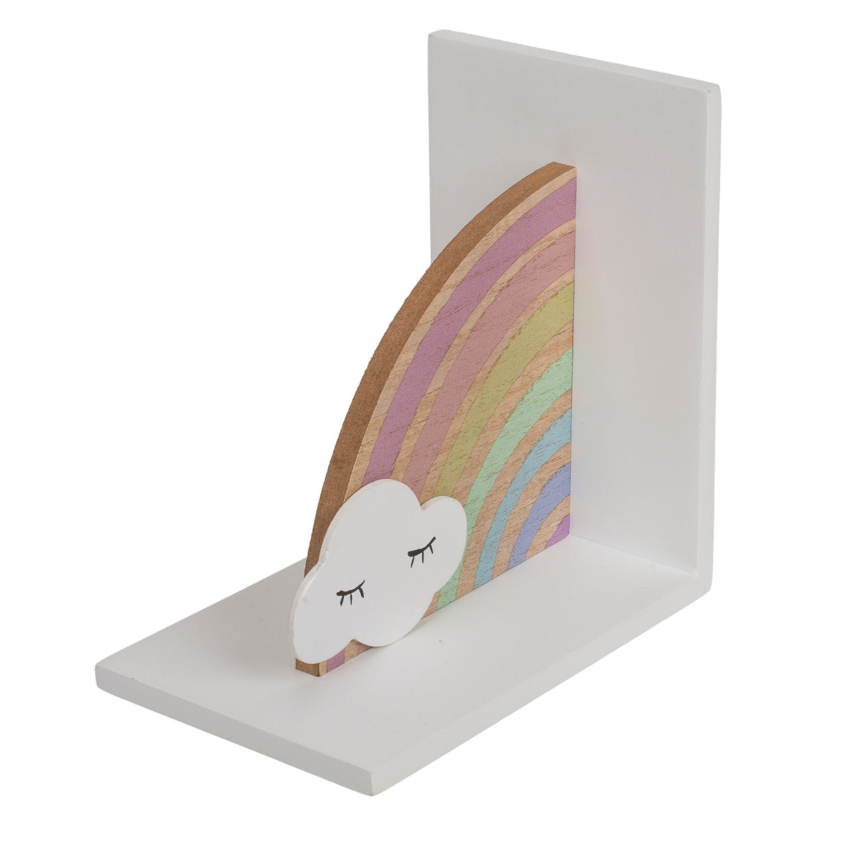 Regenbogen mit Wolke Buchstützen aus Holz im 2er Set