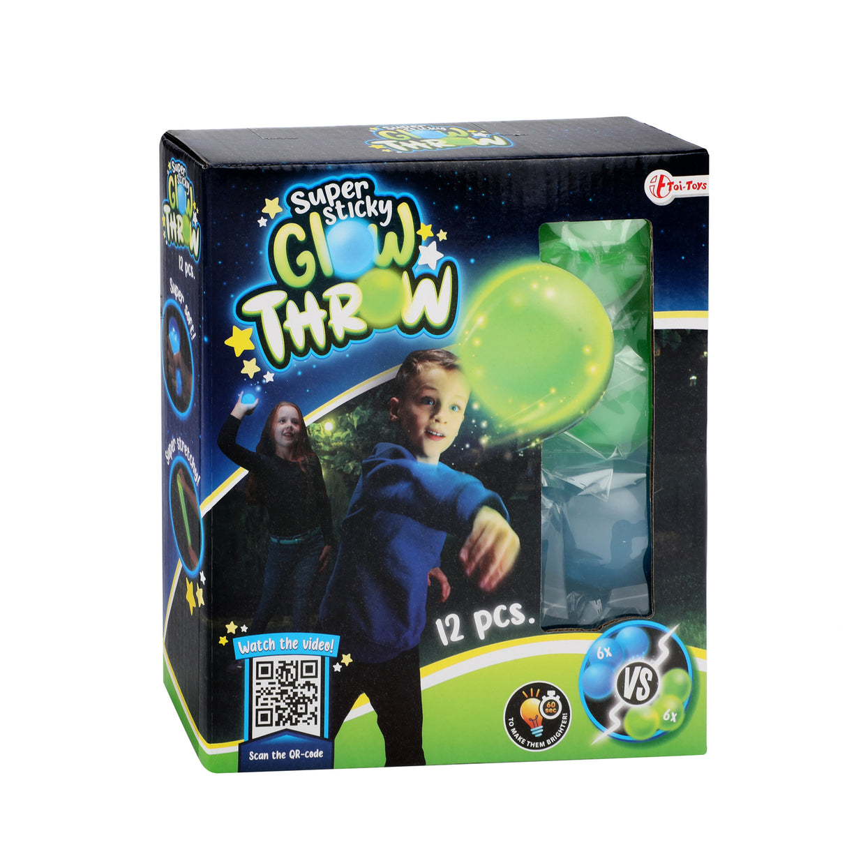 Leuchtende Glow in the Dark Wurfbälle im 12er Set