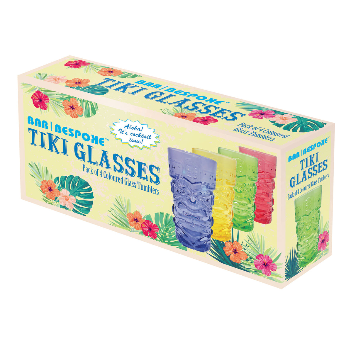Tiki Gläser in verschiedenen Farben im 4er Set
