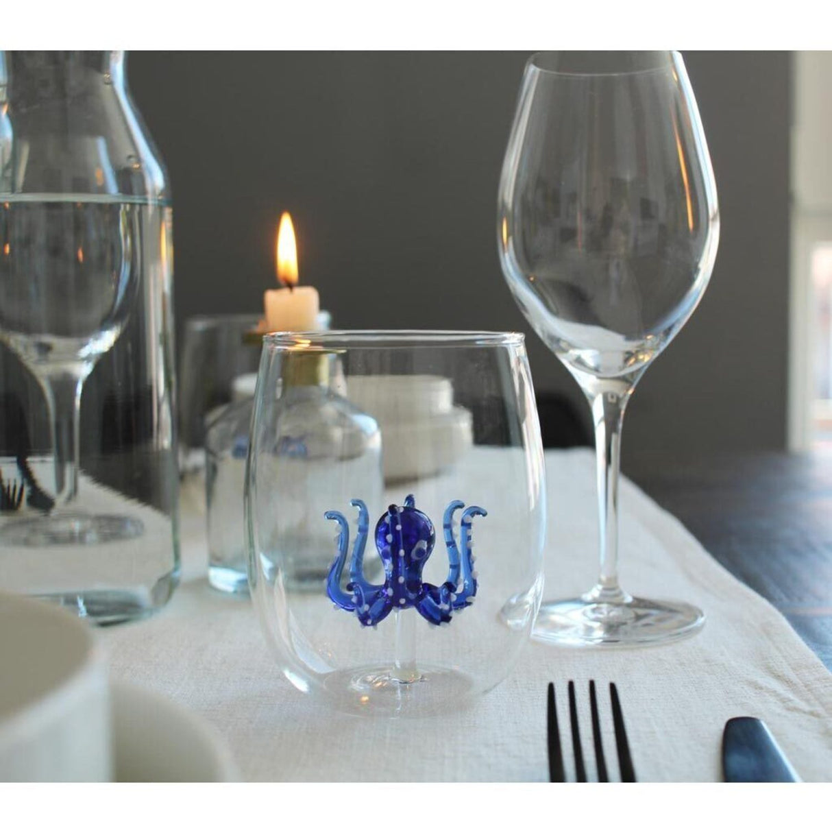 Oktopus Trinkglas aus mundgeblasenem Glas
