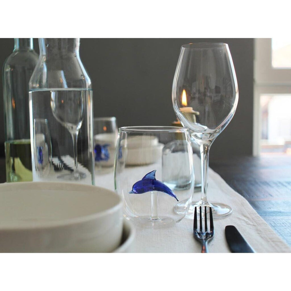 Delfin Trinkglas aus mundgeblasenem Glas