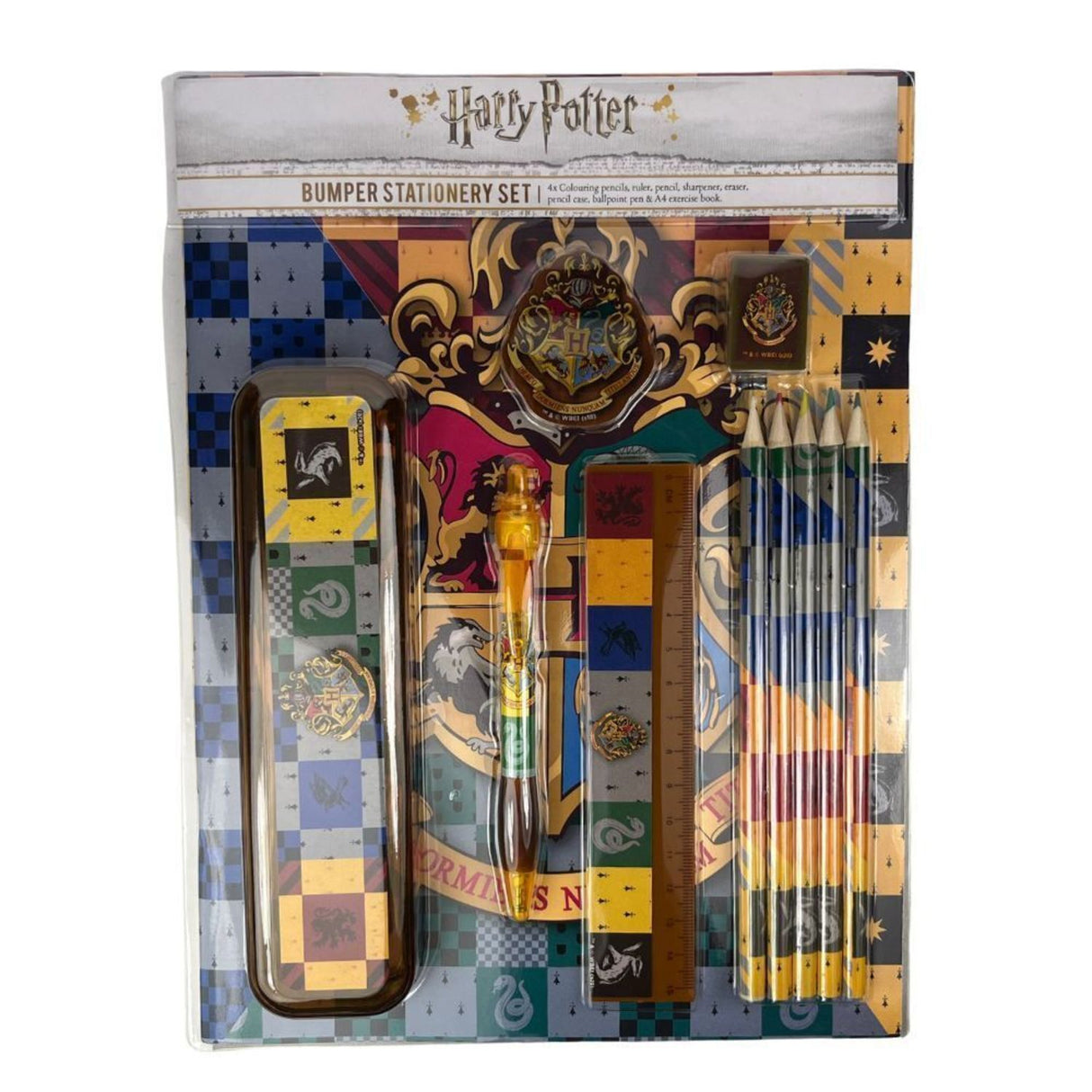 Harry Potter Schreibtischset mit Stiften, Lineal, A4 Heft und Mäppchen