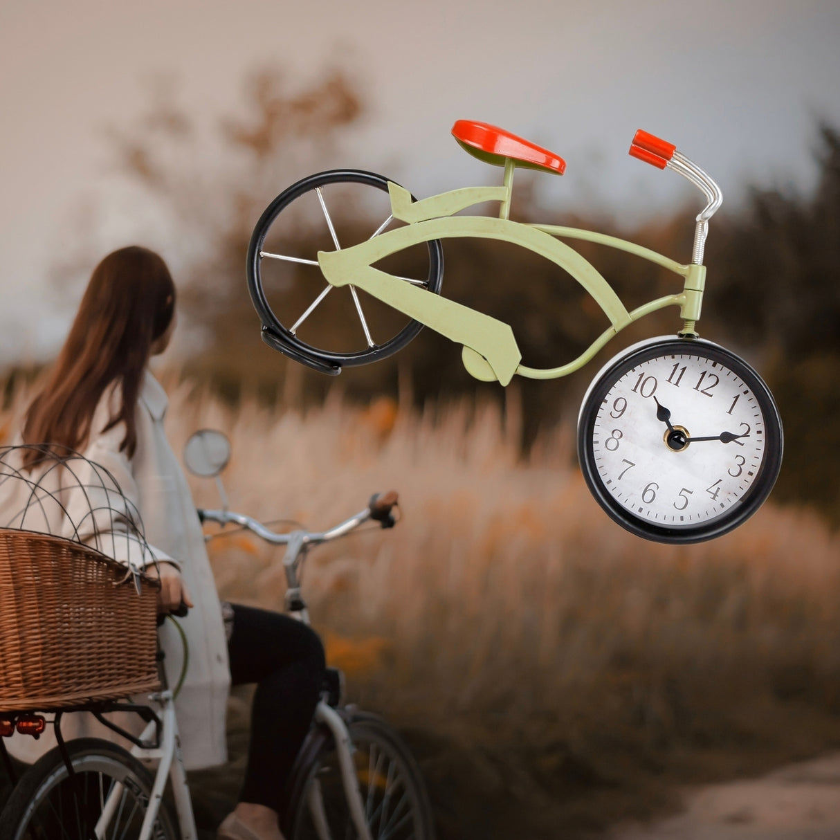 Retro Fahrrad Uhr aus Metall