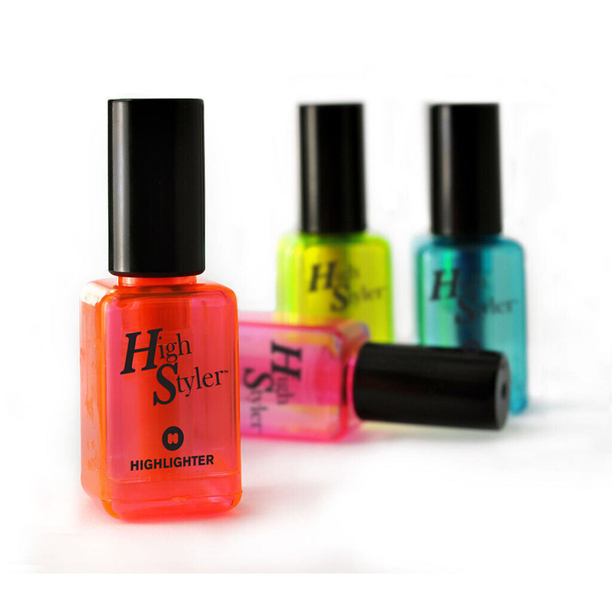 Vier Textmarker im Nagellack-Design