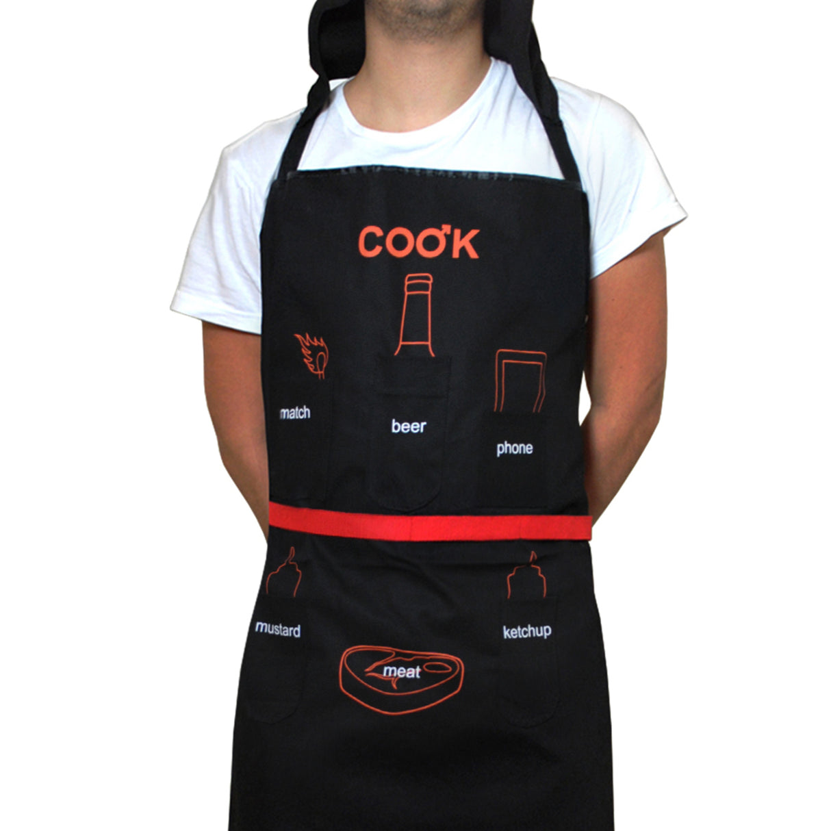Grillschürze für Männer - Taschen, Kapuze und Flaschenöffner