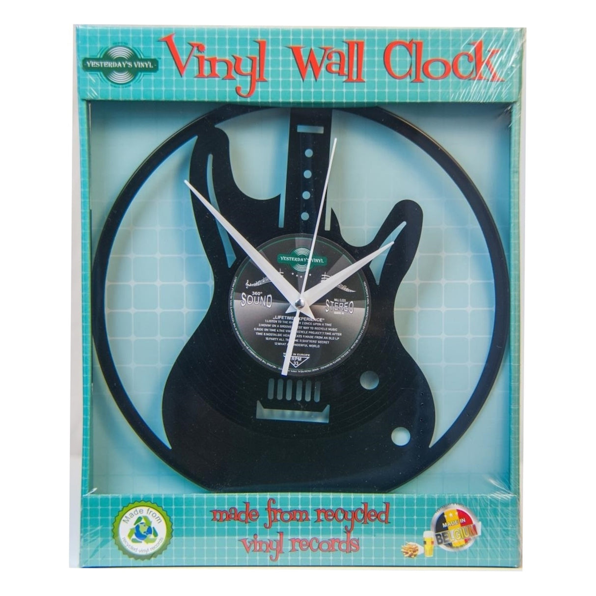 E-Gitarre Vinyl Wanduhr aus einer echten Schallplatte