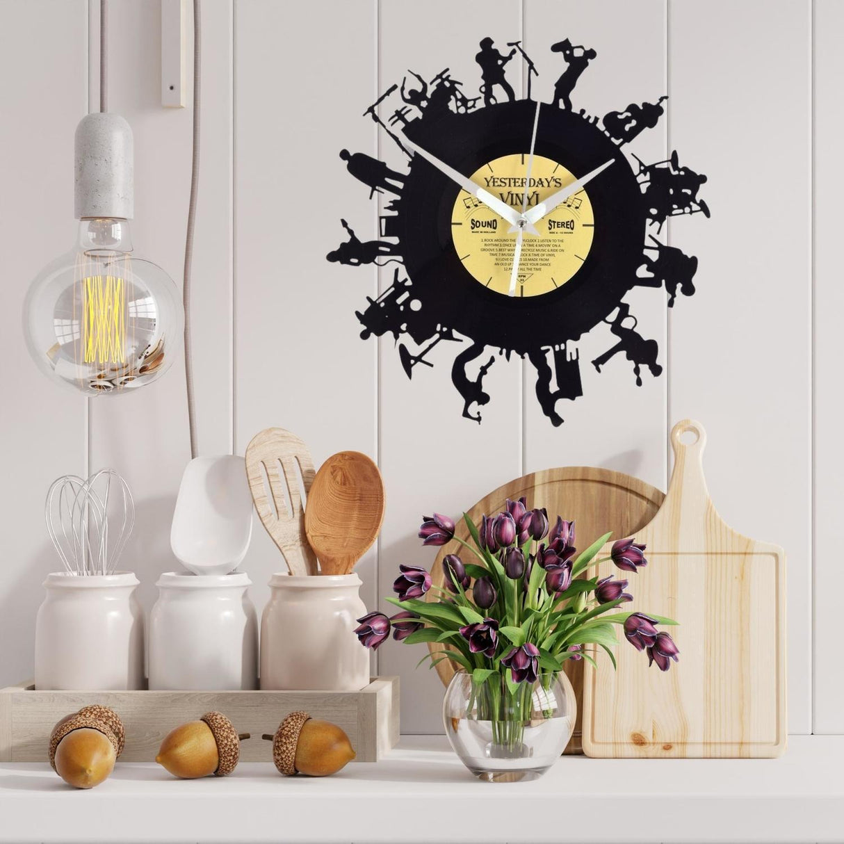 Musik Band Vinyl Wanduhr aus einer echten Schallplatte