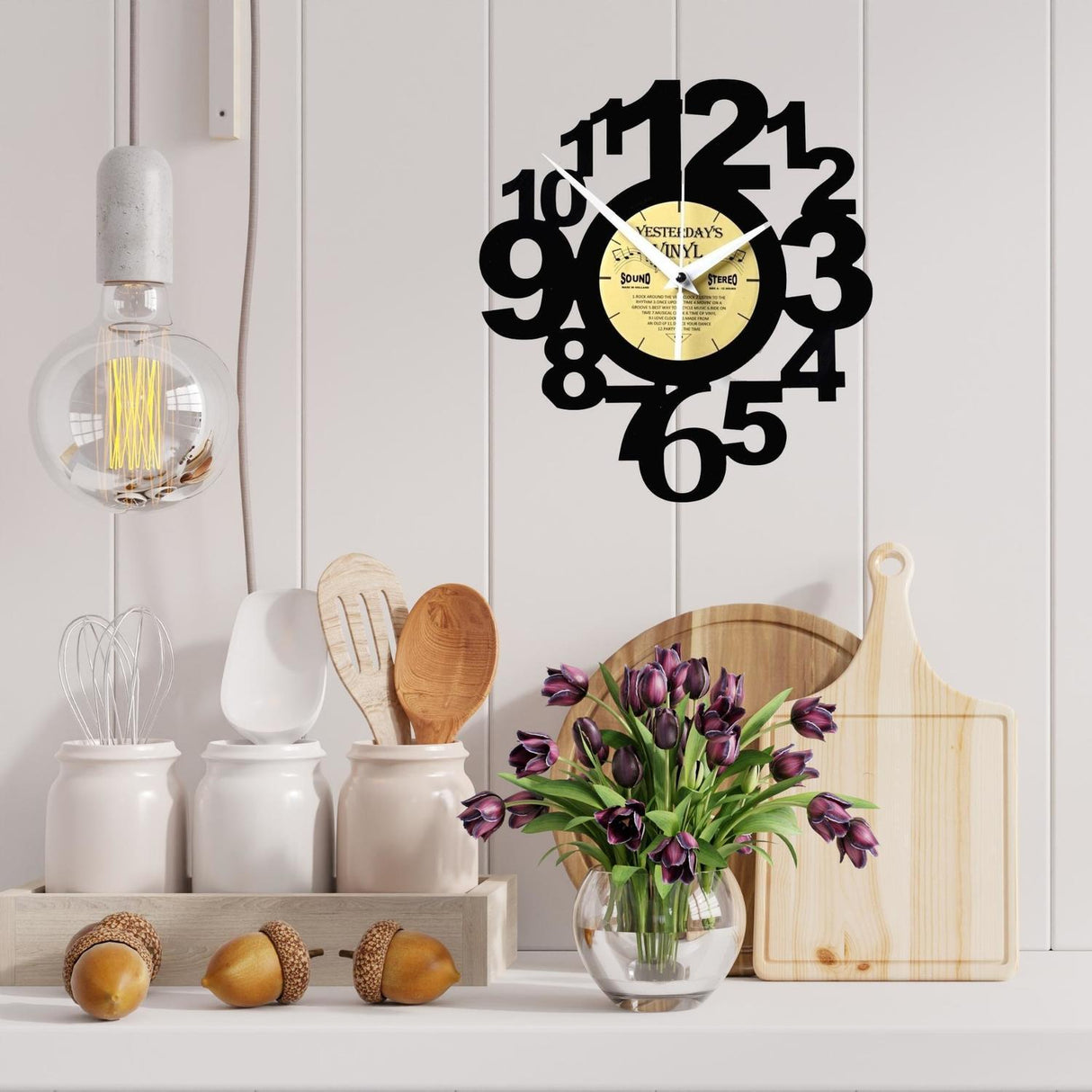 Ziffern Vinyl Wanduhr aus einer echten Schallplatte