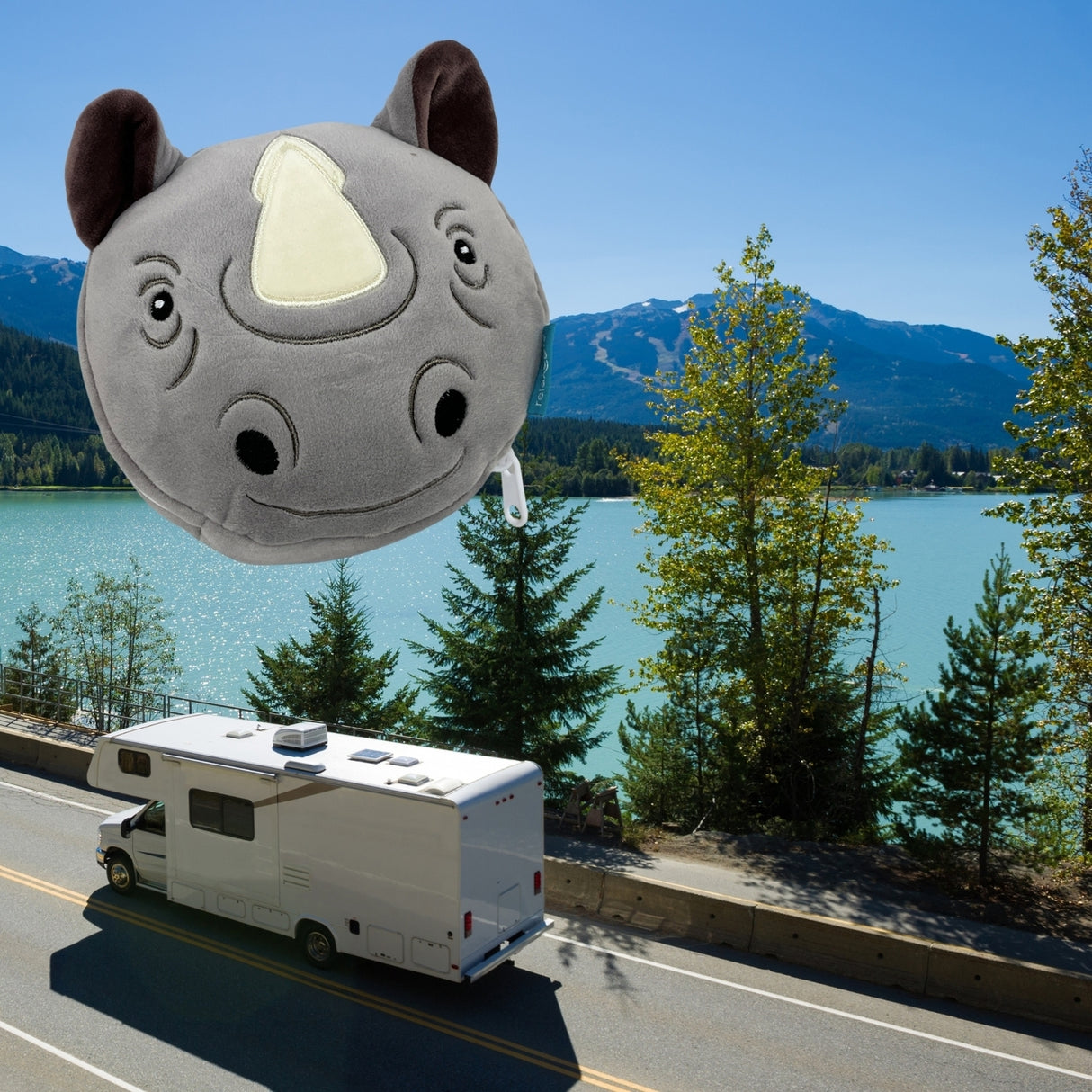 Nashorn Reisekissen mit Augenmaske