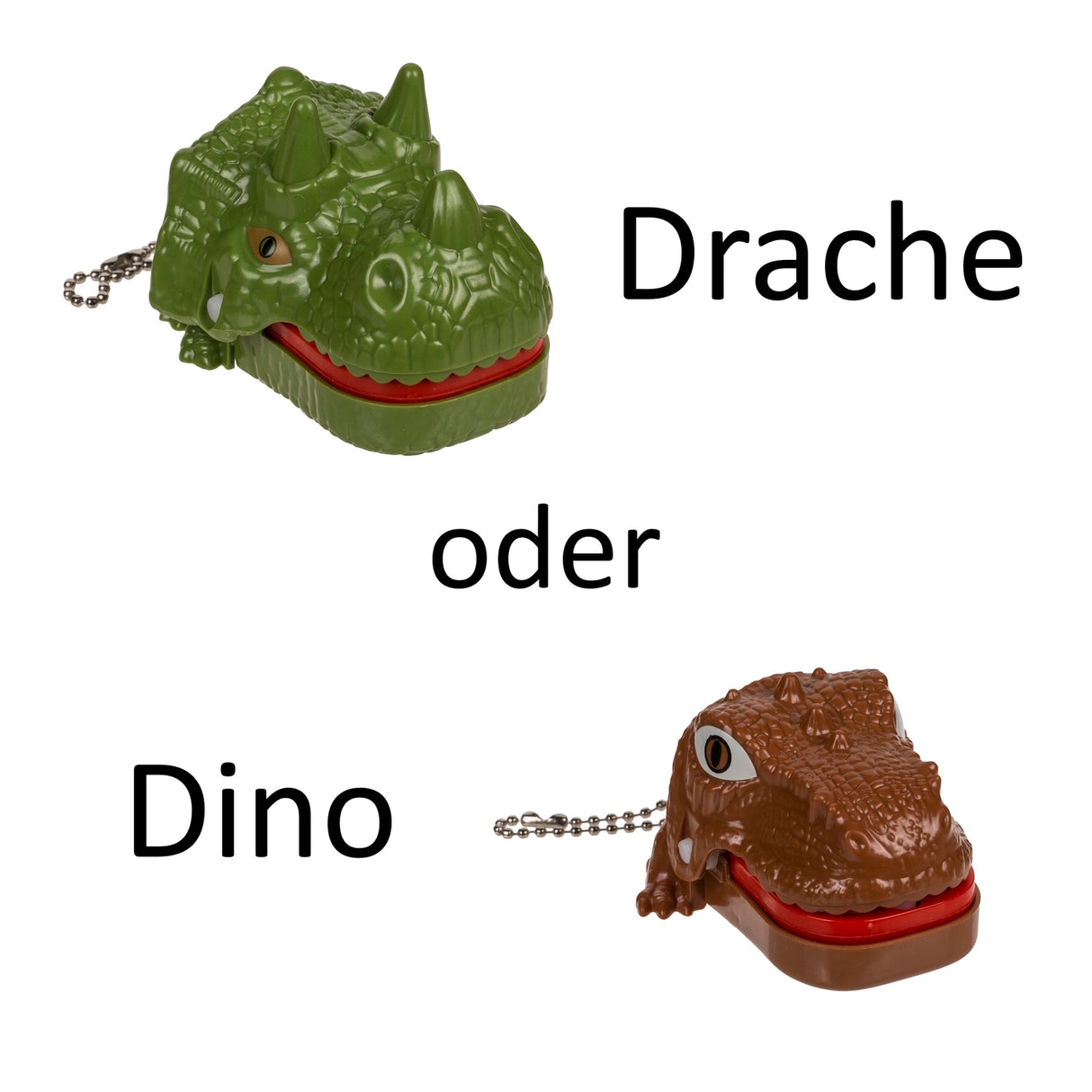 Beißender Dino oder Drache Schlüsselanhänger in zufälliger Variante