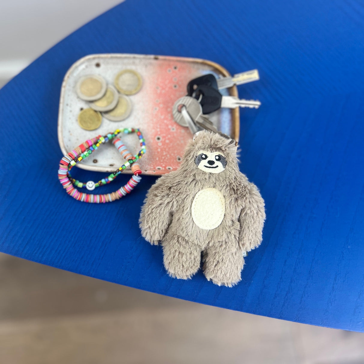 Faultier Schlüsselanhänger zum Kuscheln mit Karabinerhaken