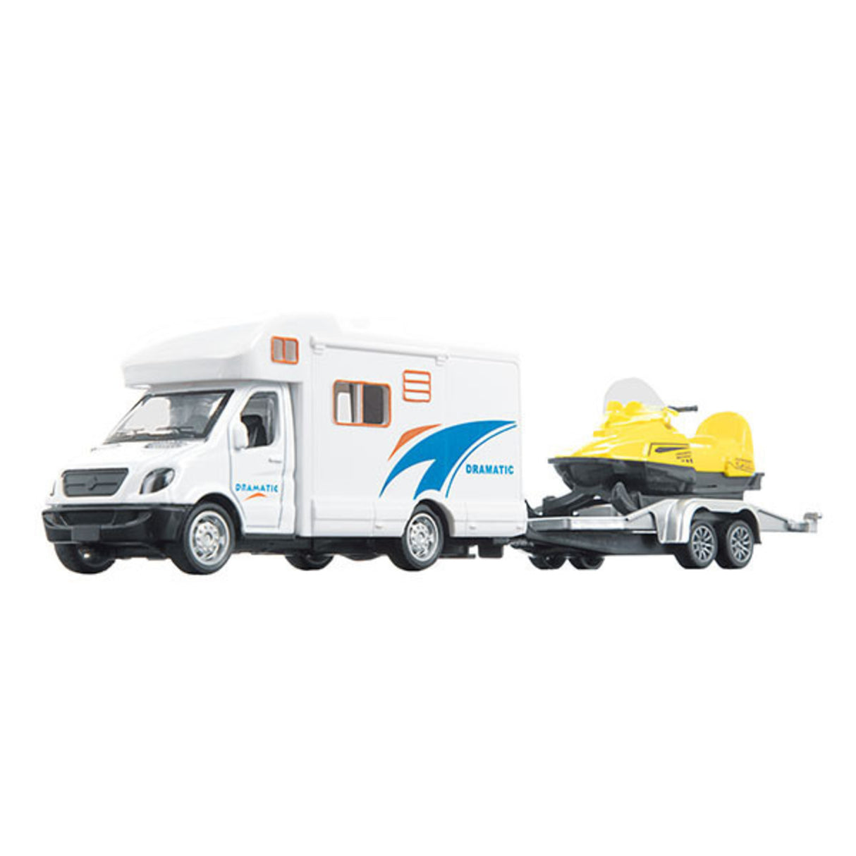 Wohnmobil Modellauto mit Anhänger und Schneemobil