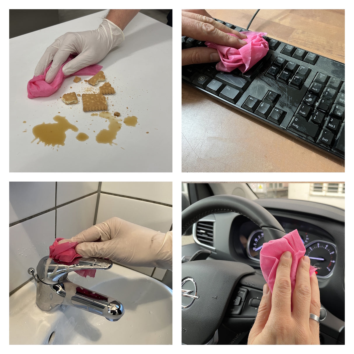 Universal Wischtuch auf Rolle in pink 1x50 Tücher Putzlappen oder Reinigungstücher