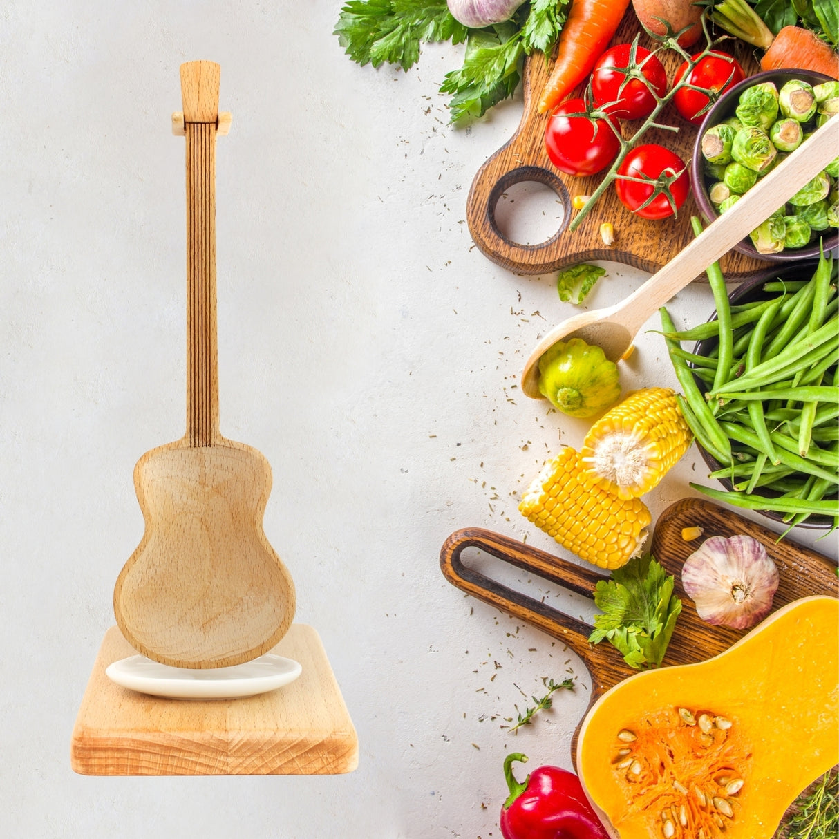 Gitarre Kochlöffel mit Ständer und Tropfschale