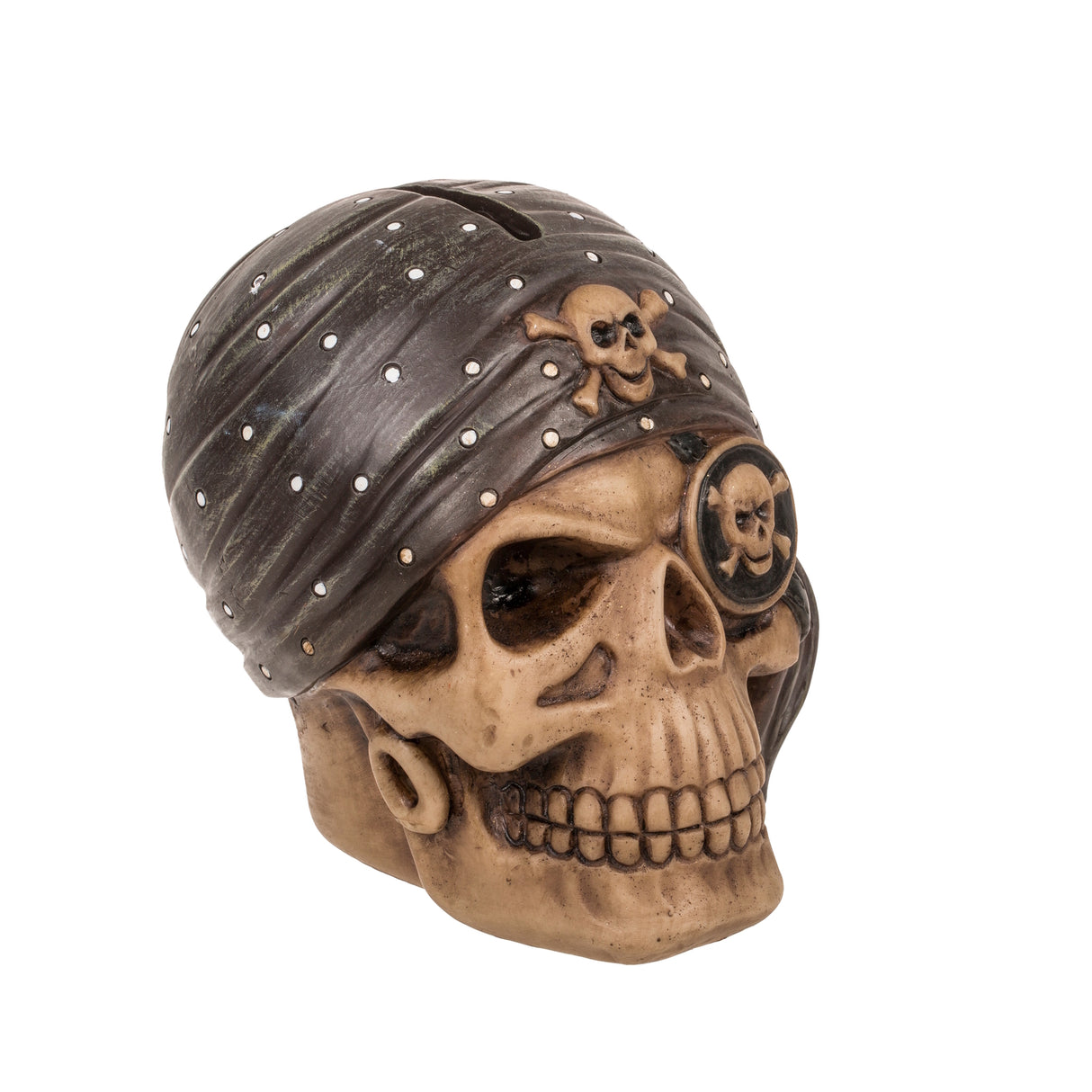 Pirat Totenkopf Spardose mit Augenklappe
