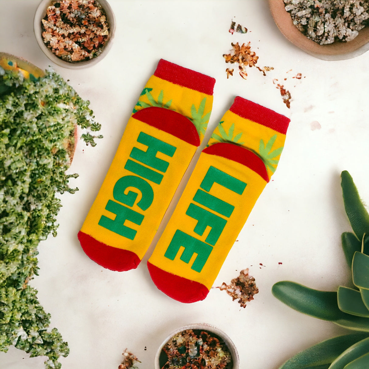 Socken High Life Weed Strumpf mit ABS-Sohle in 36-45 im Paar