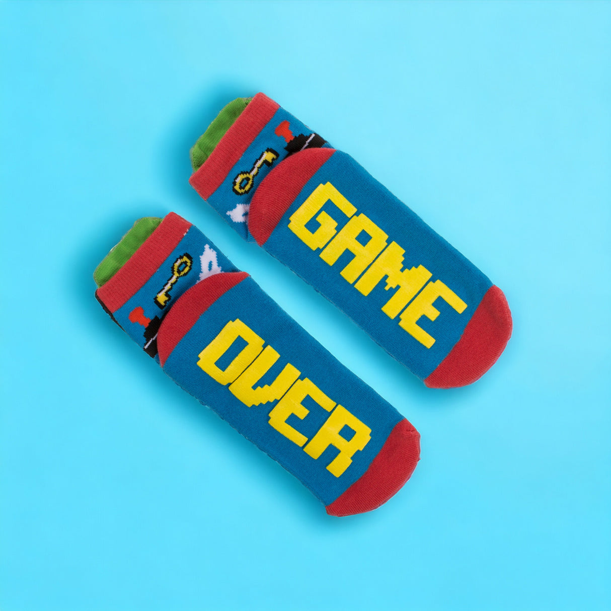 Socken Game Over Zocken Strumpf mit ABS-Sohle in 36-45 im Paar
