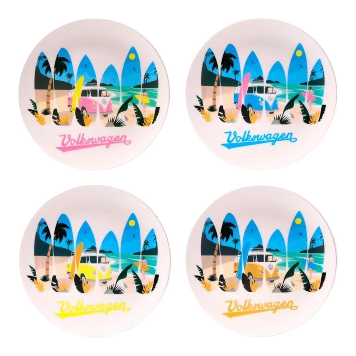 Teller Volkswagen VW T1 Bulli Picknickteller "Waves are Calling" im 4er Set