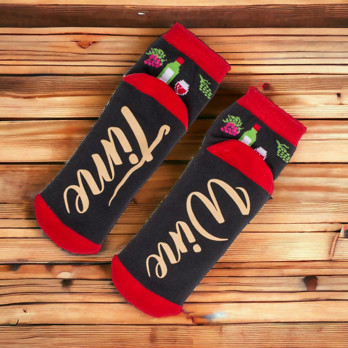 Socken Wein Geschenk Wein Strumpf mit ABS Sohle in 36-45 im Paar