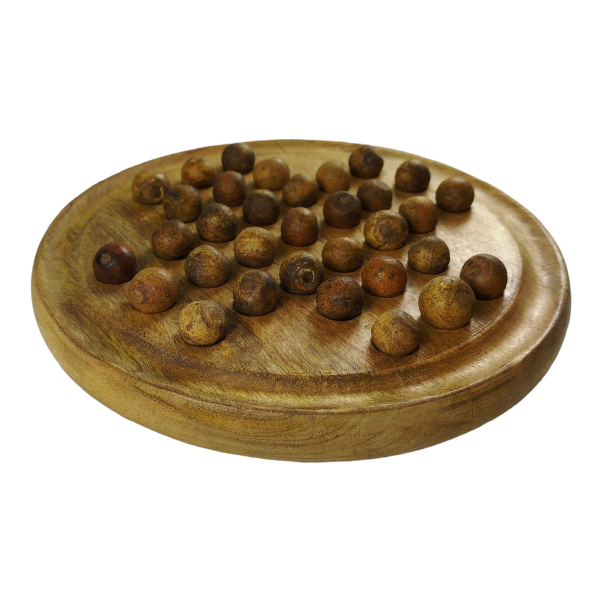 Gesellschaftsspiel Solitär Brettspiel Holz Solitair Spiel aus Mango